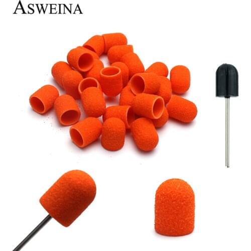 20Pcs Orange 10*15mm Sanding Caps Electric Manicure Sanding Bands Pedicure Files Drill Machine Nail Art Tools Accessories