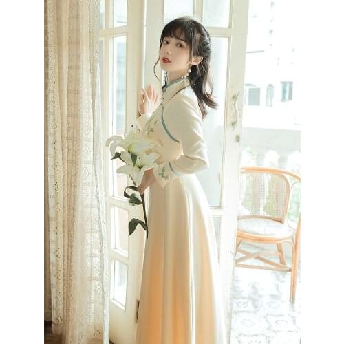 2020 new fashion womens clothing Mandarin Collar Full Print Vintage dress dresses