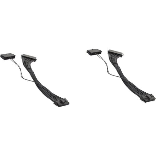 24Pin Power Supply Synchronizer Male to Female ATX 30cm 24 Pin Dual PSU Extension Cable for Computer Adaptor/Mining,2Pcs