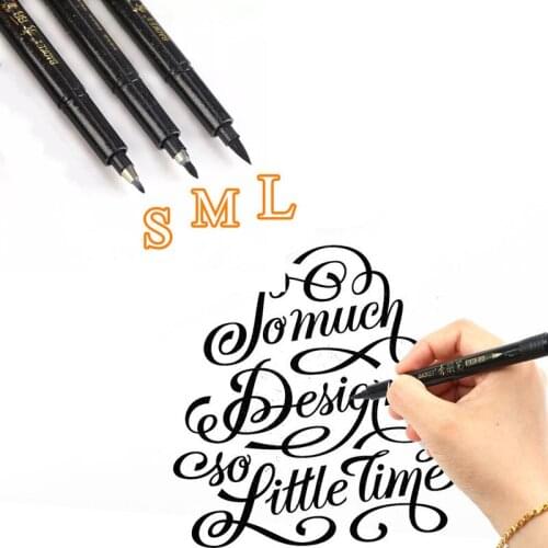 3 Black Chinese Calligraphy Brush Pen Japanese Hand Lettering Writing Drawing Painting Practice Office School Art Singnature Pen