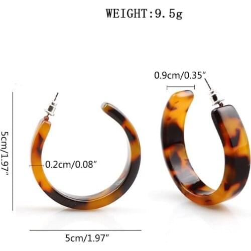 Acrylic Marbled Earring Leopard Round Hoop Earrings Women Tortoise Shell Jewelry