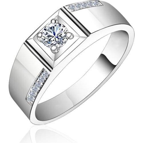 Authentic Sterling Silver 925 Mens Rings Luxury Platinum Diamond Exquisite Engagement Unique Wedding Charm Party Fine Jewelry