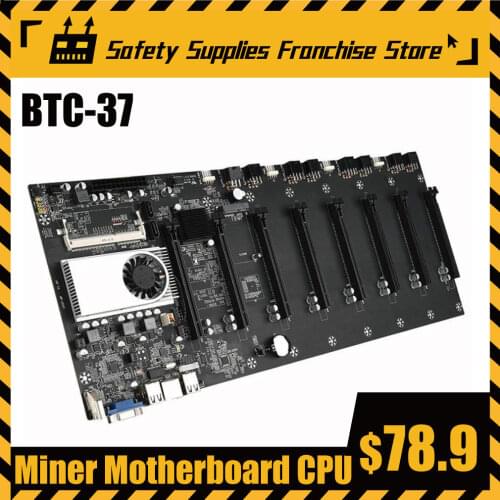 BTC-37 Miner Motherboard CPU Set 8 Video Card Slot DDR3 Memory Integrated VGA Interface Low Power Consumption