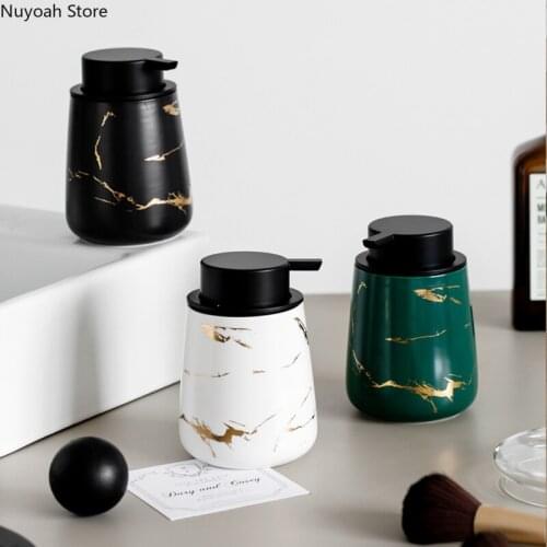 Household Bathroom Products Ceramic Marble Pattern Soap Bottle Foaming Press Bottle 400ml Lotion Bottle Bathroom Decoration