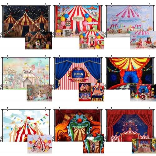 Circus Birthday Theme Party Portrait Backdrop for Photography Art Newborn Kids Photo Booth Background Studio Circus Tent Props