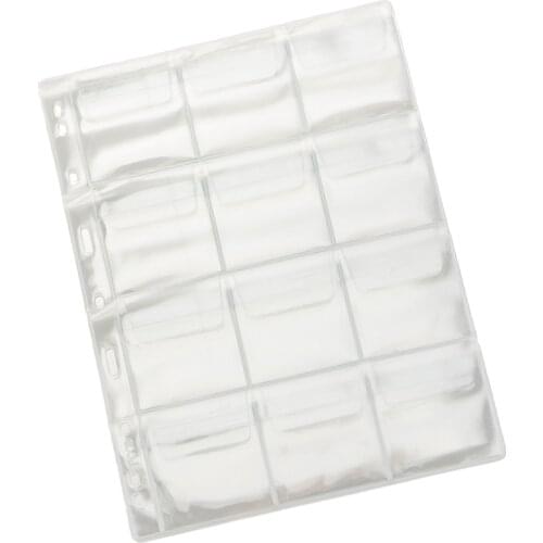 10 Pieces 12 Pocket Coins Loose Leaf Collection Holder Storage Money Pocket Album Folder Clear