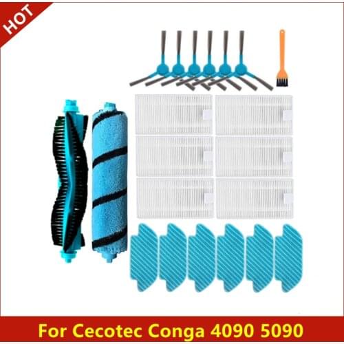 Hepa Filter Side Brush Roller Soft Brush Mop Cloth For Cecotec Conga 4090 5090 Robotic Vacuum Cleaner Replacement Accessories