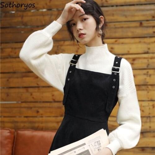 Two Piece Sets Women Winter Elegant Fashion Vintage Dress Soft Knitted Sweaters Female Outfits Simple All-match Korean Slim Chic