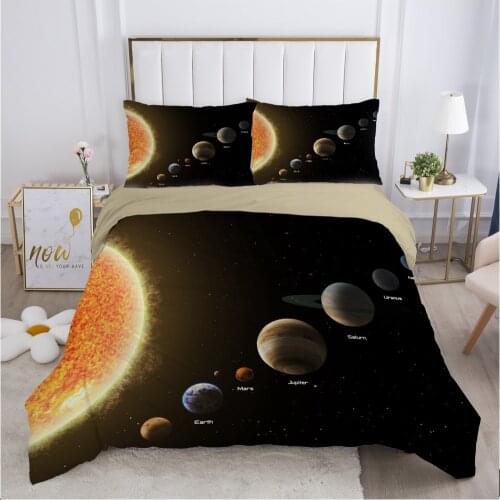 Galaxy bedding set Europe King Single Duvet cover set pillow case Bed linens Quilt cover 240x260 240x220 Black Mars