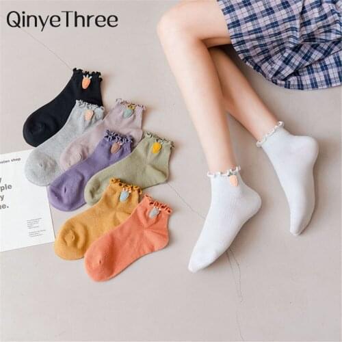 1 Pair Chic Women Summer Cartoon 3D Carrot Short Ankle Socks Novelty Funny Edge Shape Of Fungus Candy Color Soft Cotton Sokken