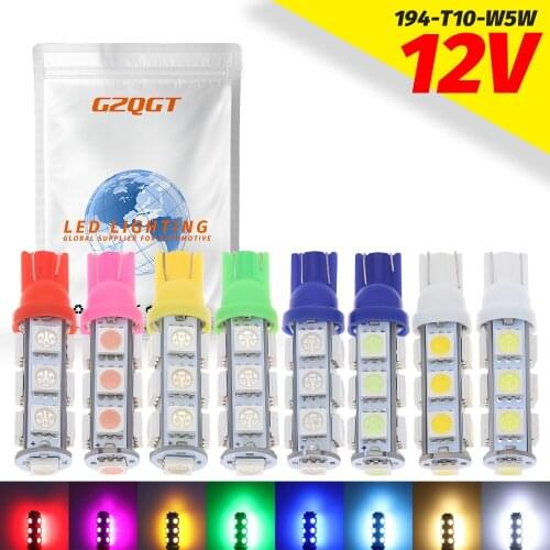 Leites 100PCS W5W T10 13SMD 5050 194 168 192 W5W T10 Led Auto Car Side Light Bulb Auto LED 12V Wedge Lamp Car Led Flood Light