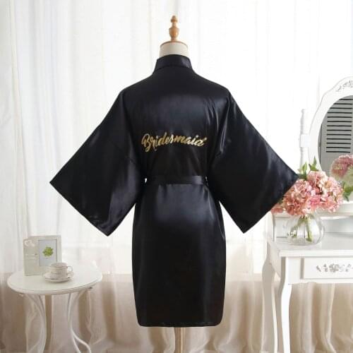 BALDAUREN Summer Bridesmaid Solid Color Bronzing Cardigan Simulation Silk Satin Nightgown Dress Women Comfortable Robe Hot Sale