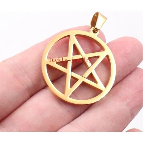 Hotsale Stainless Steel Pagan Wicca Inverted Star Pentagram Pendant Necklace Los Angeles no chain