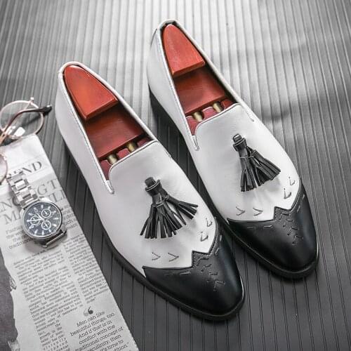 Mens Formal Loafers Slip on Genuine Leather Dress Shoes Wedding Party Shoes Oxfords Shoes Footwear Plus Size Business Shoes