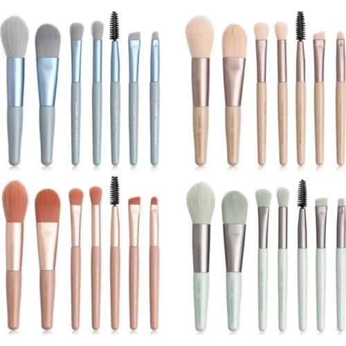 7Pcs Makeup Brushes Set Cosmetic Foundation Powder Blush Eye Shadow Lip Blend Wooden Make Up Brush Tool Kit