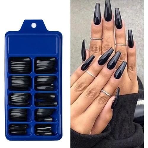 100PCs False Nail Tips Matte Full Coverage Long Ballet False Nail Art Manicure Fashion Colorful Fake Nails French Manicure Tools