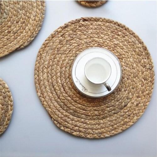 Kitchen Table Mat Natural Straw Placemats Cup Coaster Insulation Pad Kitchen Accessories Decoration Pad bass decorative dishes