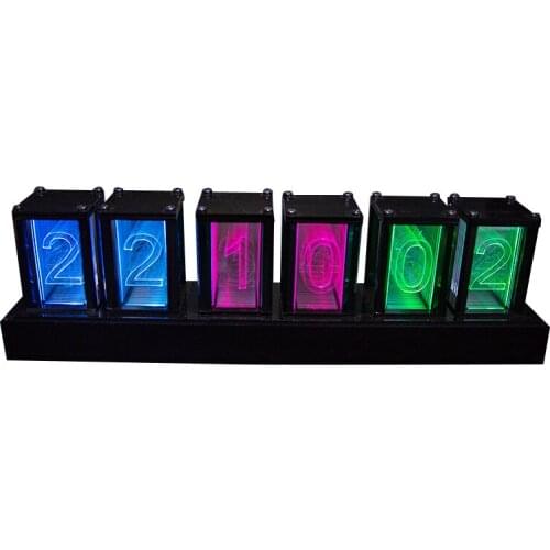 Desktop Creative Ornaments RGB Pseudo Glow Tube Clock LED Vibrato DIY Acrylic Digital Clock