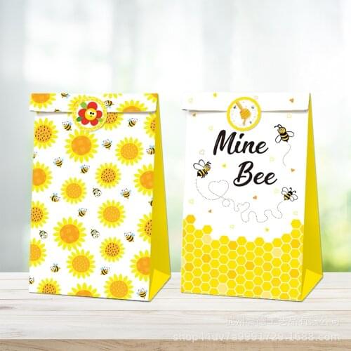 OEIN 12pcs Bee Animals Favor Box Gift Box Paper Bags Happy Birthday Party Decoration Event Party Supplies Candy Box