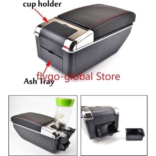 Store content box armrest is suitable for the modern i10 interior double black leather ashtray. 2007-2017
