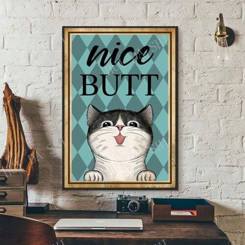 Cat Poster - Nice Butt Poster, Cat Nice Butt Wall Art, Cat Mint Prints, Funny Cat Poster, Cat Bathroom Art Print, Restroom Decor