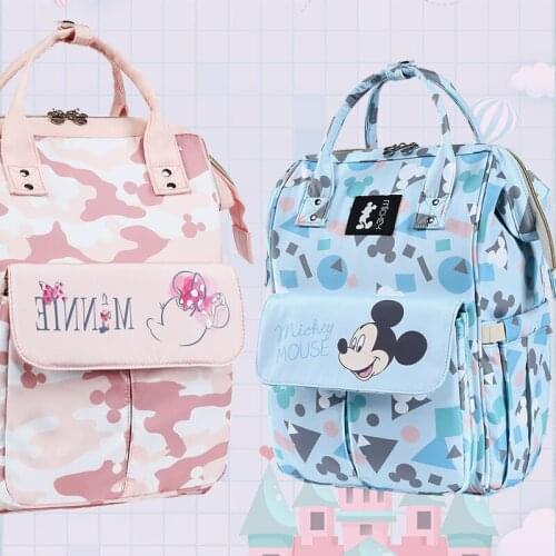 Disney Mickey Mouse Pink Diaper Bags Waterproof Large Capacity Maternity Backpack for Mom Baby Care Mommy Travel Bag Organizer