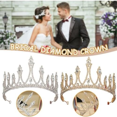 Royal Queen Tiaras and Crowns Bling Rhinestone Headbands for Women Girls Bride Wedding Headpieces Bridal Princess Diadem