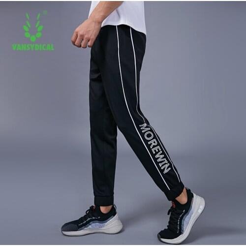 VANSYDICAL Jogging Long Pant Men Quick Dry Black Tracksuit Bottoms Printing Running Sport Gym Pants Workout Male Loose Trouser