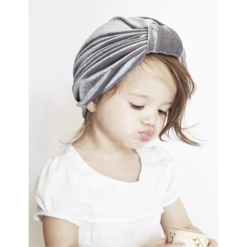 Velet Baby Girls Solid Color Bow Knot Hats Bebes Turban Hood Knotted Cap Unisex Gold Beanie Cute Hats Newborn Head Accessories