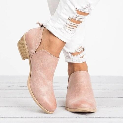 Women Ankle Boots PU Leather Casual Platform Oxford Brogue Shoes Fashion Pointed Toe Flats Size 35~43