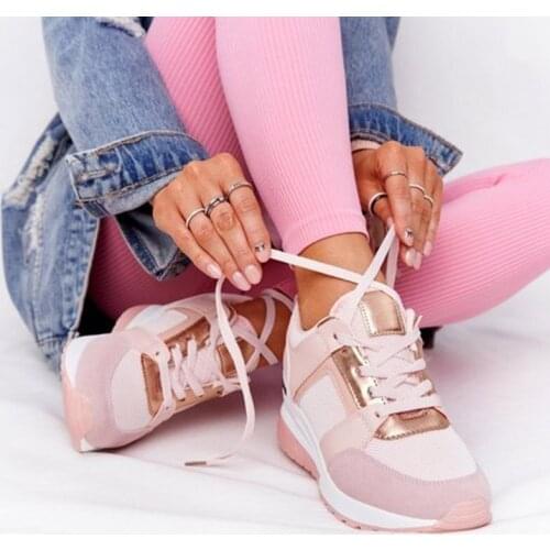 2021 New Women Sneakers Lace-Up Wedge Sports Shoes Women Vulcanized Shoes Casual Platform Ladies Sneakers Comfy Females Shoes