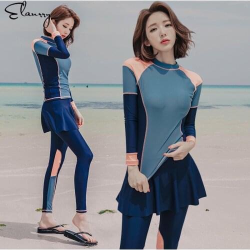 Women summer surfing suit 3 pieces patchwork high quality rashguards long sleeves sexy hot sale bathing suit swimwear sexy girl