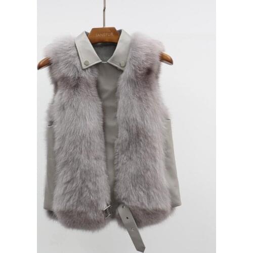 Fashion Fox Fur Vest Sleeveless Women High quality Natural Elegant Real Fur Jackets Gilet Winter Outerwear