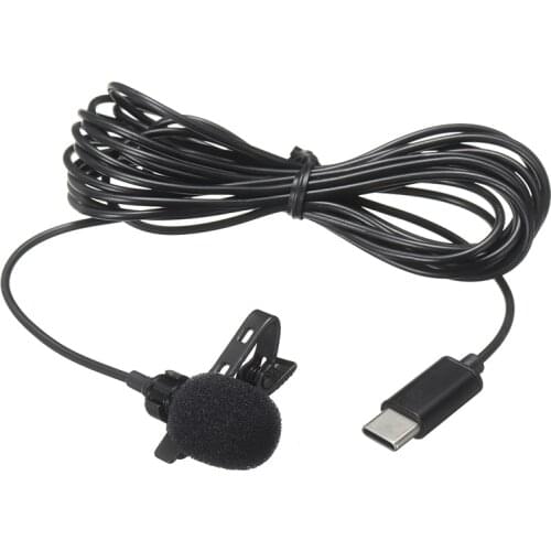 1PC Newest Mini Lavalier Mic Professional Mobile Phone PC Recording Microphone 360 Degree Rotary Type-C Clip on Lapel Microphone