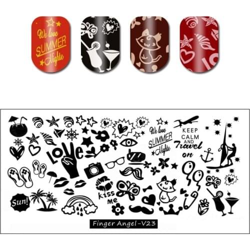 1Pc Polish Printing Template Nail Art Stamp Stamping Plate Letters Flowers Cute Animal Rectangular Printing DIY Template FA01