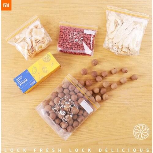 15/25/30pcs xiaomi food grade PE Storage Containers Leakproof Reusable Stand Up Zip Shut Bag Cup Fresh Bag Food Fresh Wrap