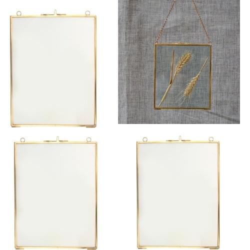 3Pcs Vintage Antique Brass Glass Picture Photo Frame Hanging Portrait Wedding Party Decoration Supplies 6 x 8 Inch