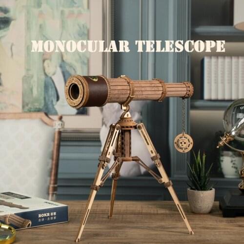 3D Assembled Wooden Jigsaw Model Telescope Handmade Childrens Toy Intelligent Puzzle