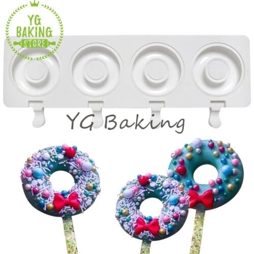 4 Cavities Donuts Ice Cream Chocolate Mousse Mold Fondant Cake Decoration Supplies Kitchen Pastry & Cake Tool Bakeware