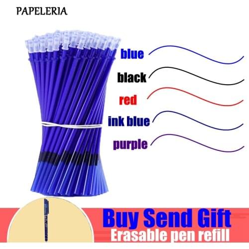 50Pcs/Set 0.5mm Erasable Pen Refill Office Gel Pen Magic Washable Handle Erasable Pen Blue/Black Ink Rods School Writing Tools
