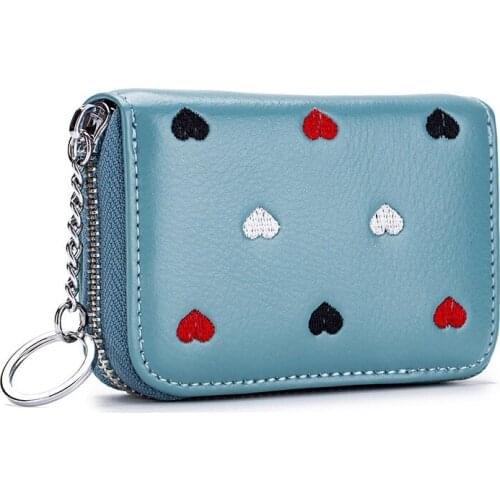 8PCS / LOT Organ card bag lady lovely Korean RFID anti-scan belt SD card multi functional love embroidered card