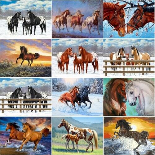 5D DIY Diamond Painting Galloping Horse Diamond Embroidery Animal Cross Stitch Full Square Round Drill Crafts Home Decor Gift