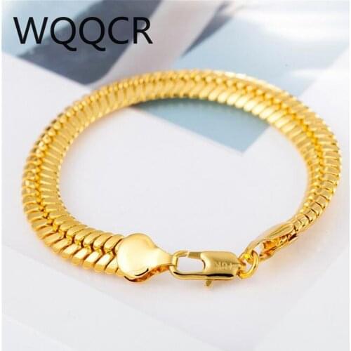 Golden Mens 18 K Bracelet 21CM Long Thick Chain Girl Live Gift Female Bracelet High-end Hot Sale 9MM New Party Fashion