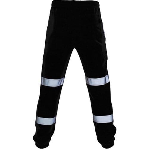 Cofekate Mens Clothing Road Work High Visibility Overalls Pocket Work Casual Cargo Trousers Reflective Sweatpants Men Pants