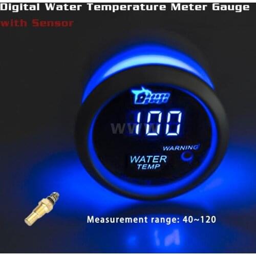 Digital Water Temperature Meter Gauge with Sensor for Auto Car 52mm 2in LCD 40~120Celsius Degree