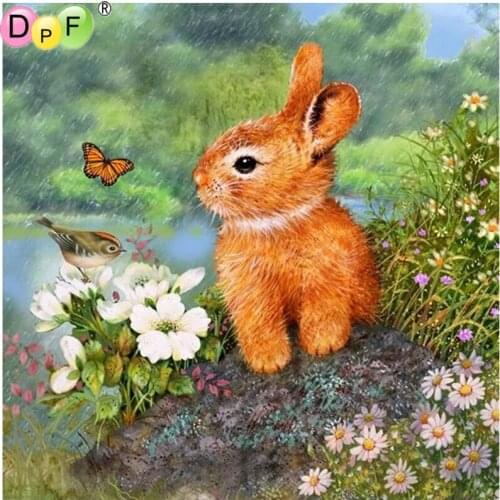 DPF DIY Little bunny 5D diamond painting cross stitch crafts diamond embroidery home decor wall painting mosaic kit full square