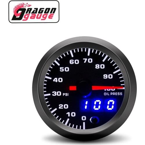 「DRAGON」 52mm Oil Pressure Gauge Digital Pointer Display With Oil Press Sensor 7 Colors Backlight Car Gauge Fit for 12V Car