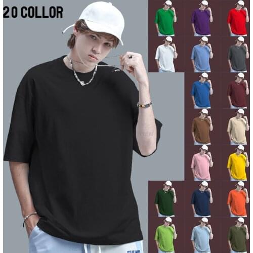 New Summer Mens T Shirt 2021 Fashion Solid T Shirt Mens Oversized Hip Hop Short Sleeve Casual Cotton Mens Streetwear Top Tees