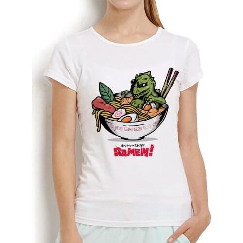 Japan style kawaii kaiju love ramen anime funny t shirt femme new white short casual women tshirt streetwear kawaii Tee