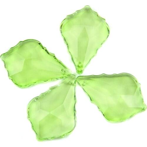 Crystal Maple Leaf 38mm/50mm/63mm/76mm Light Green Glass Lighting Chandelier Prism Parts Pendants For Home Decor
